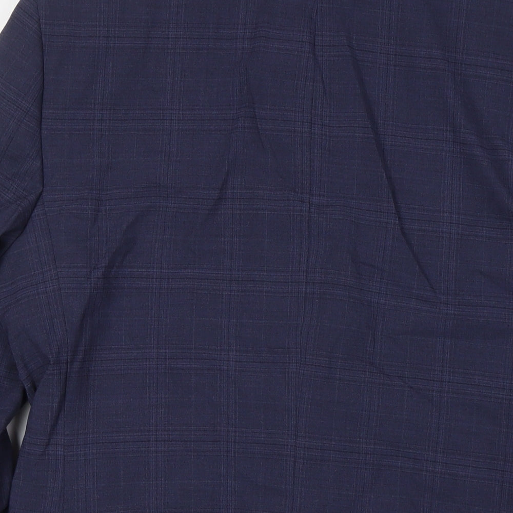 Marks & Spencer Mens Blue Check Wool Jacket Suit Jacket Size 38 Regular