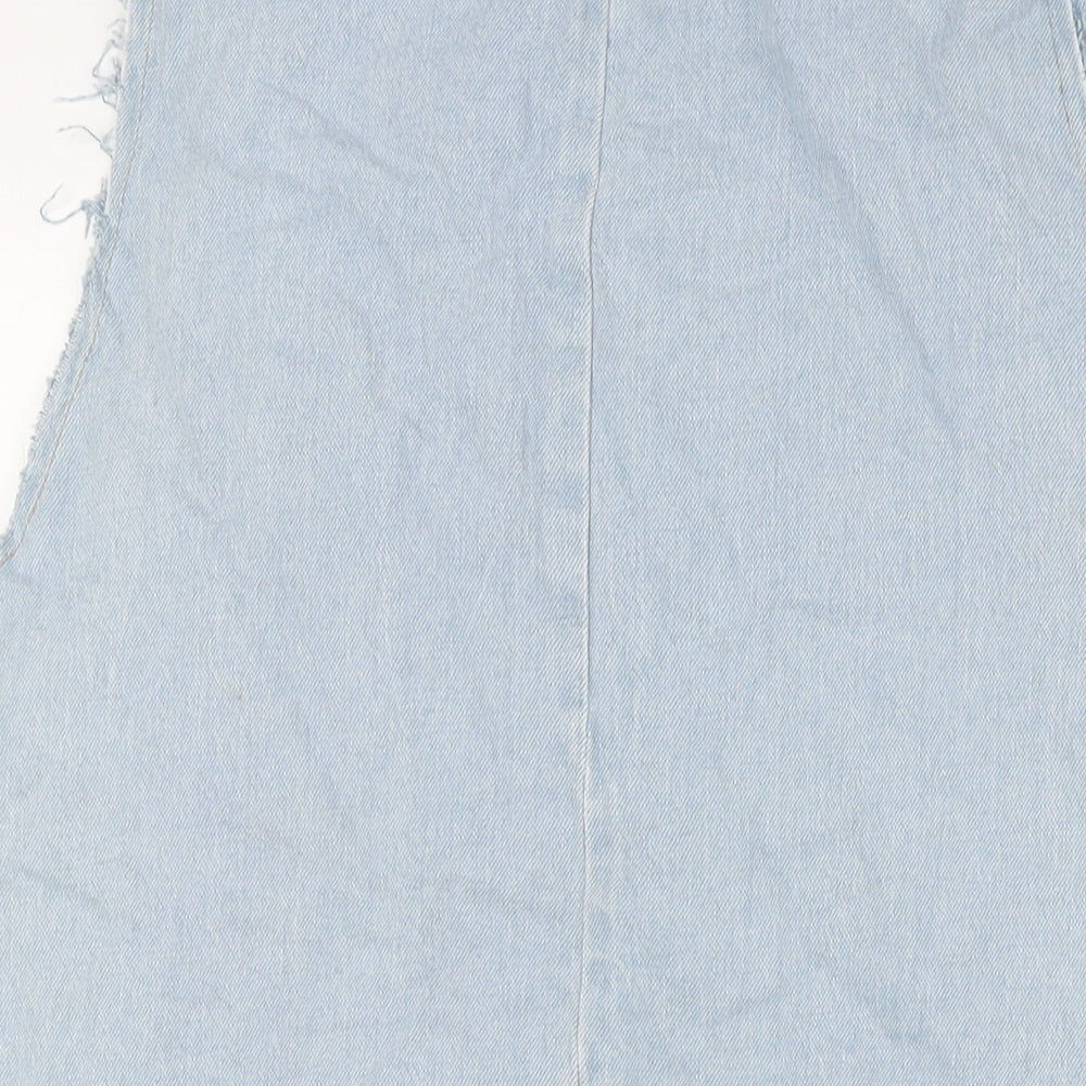Zara Womens Blue Jacket Waistcoat Size M Button - Raw Sleeves