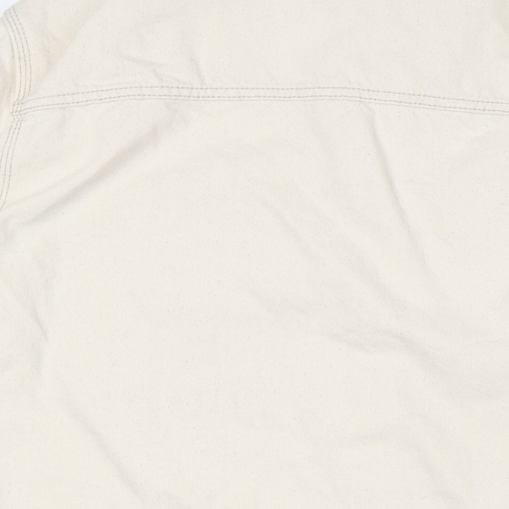 Primark Mens Ivory Cotton Button-Up Size L Collared Button