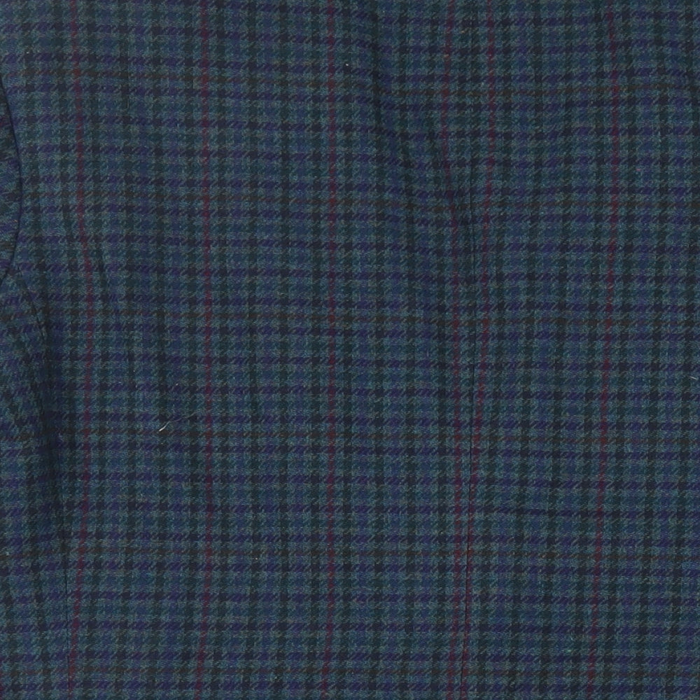 St Michael Mens Blue Geometric Wool Jacket Blazer Size 40 Regular - Vintage