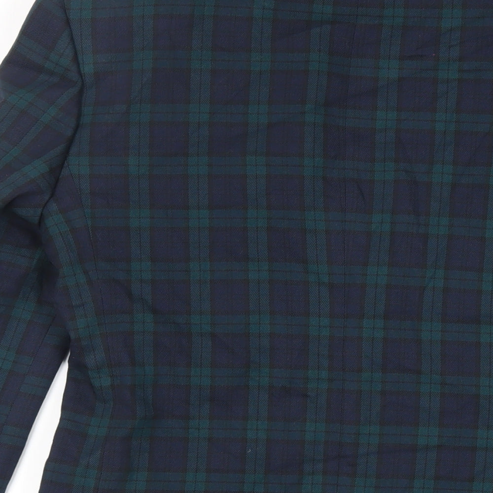 Marks & Spencer Mens Green Plaid Polyester Tuxedo Suit Jacket Size 34 Regular
