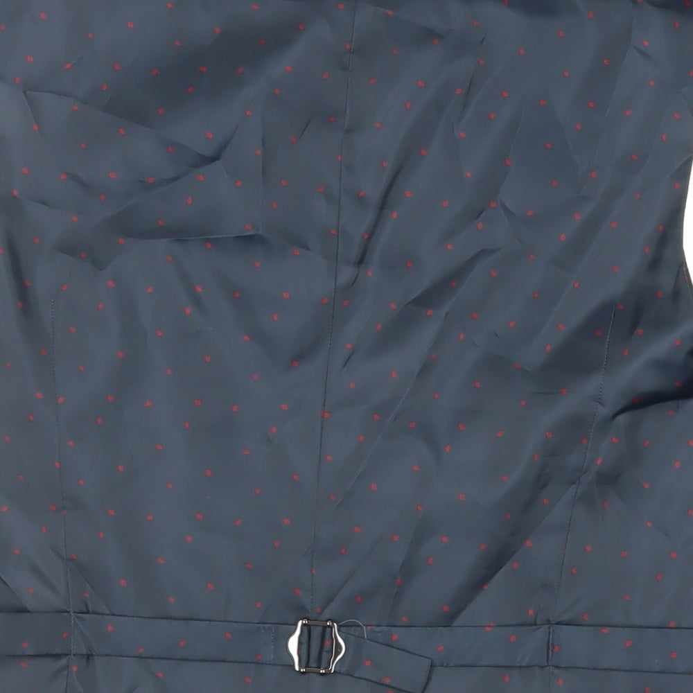 Burton Mens Blue Geometric Polyester Jacket Suit Waistcoat Size 42 Regular