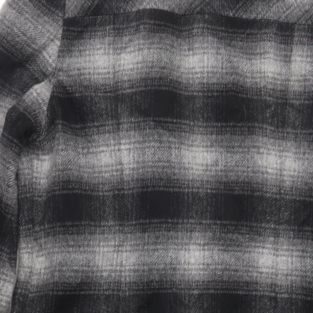 BHS Womens Grey Plaid Pea Coat Coat Size 12 Button