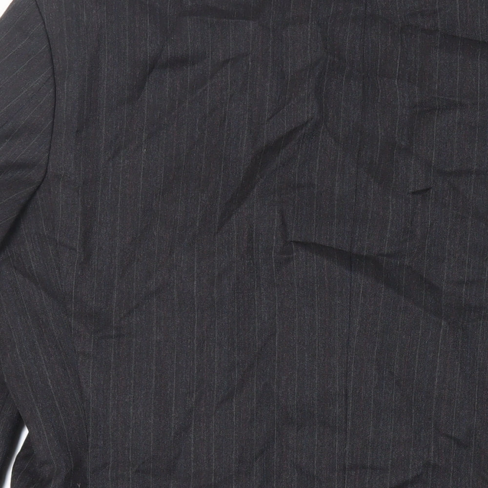 Marks & Spencer Mens Grey Striped Polyester Jacket Suit Jacket Size 38 Regular