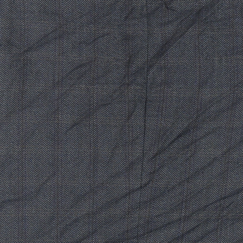 Wellington Mens Blue Herringbone Wool Jacket Blazer Size 42 Regular