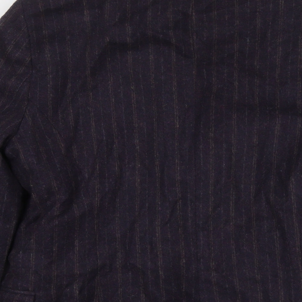 Zara Womens Purple Striped Jacket Blazer Size L Button