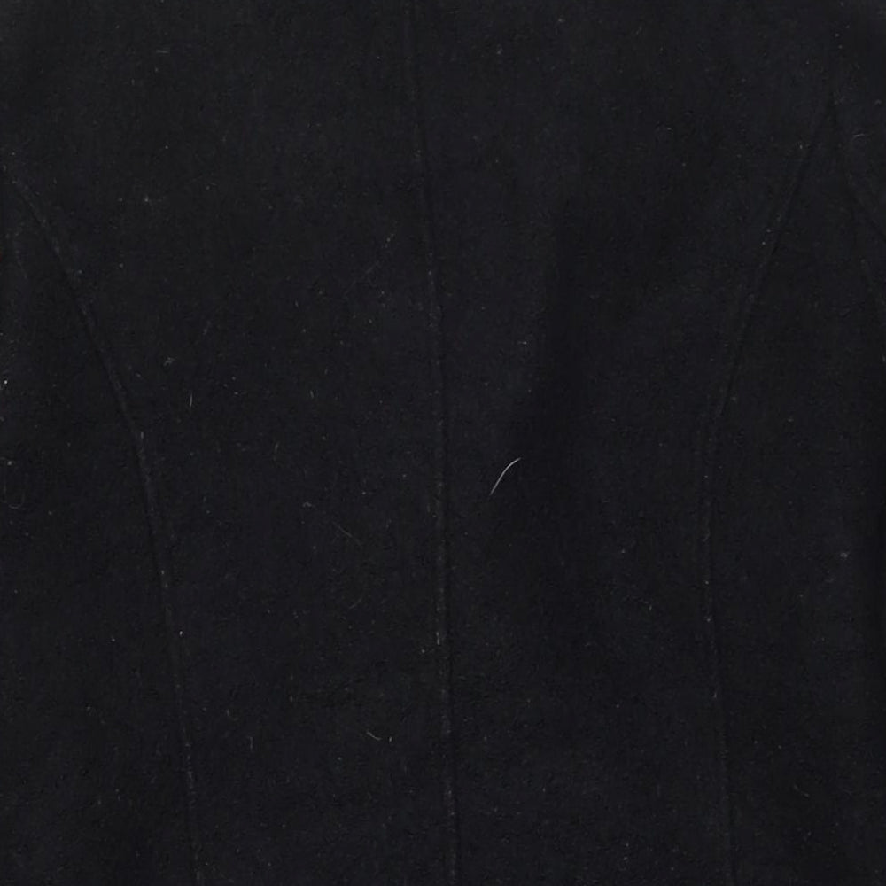 New Look Womens Black Overcoat Coat Size 12 Zip