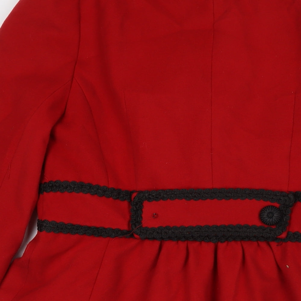 Miss Selfridge Womens Red Overcoat Coat Size 12 Button