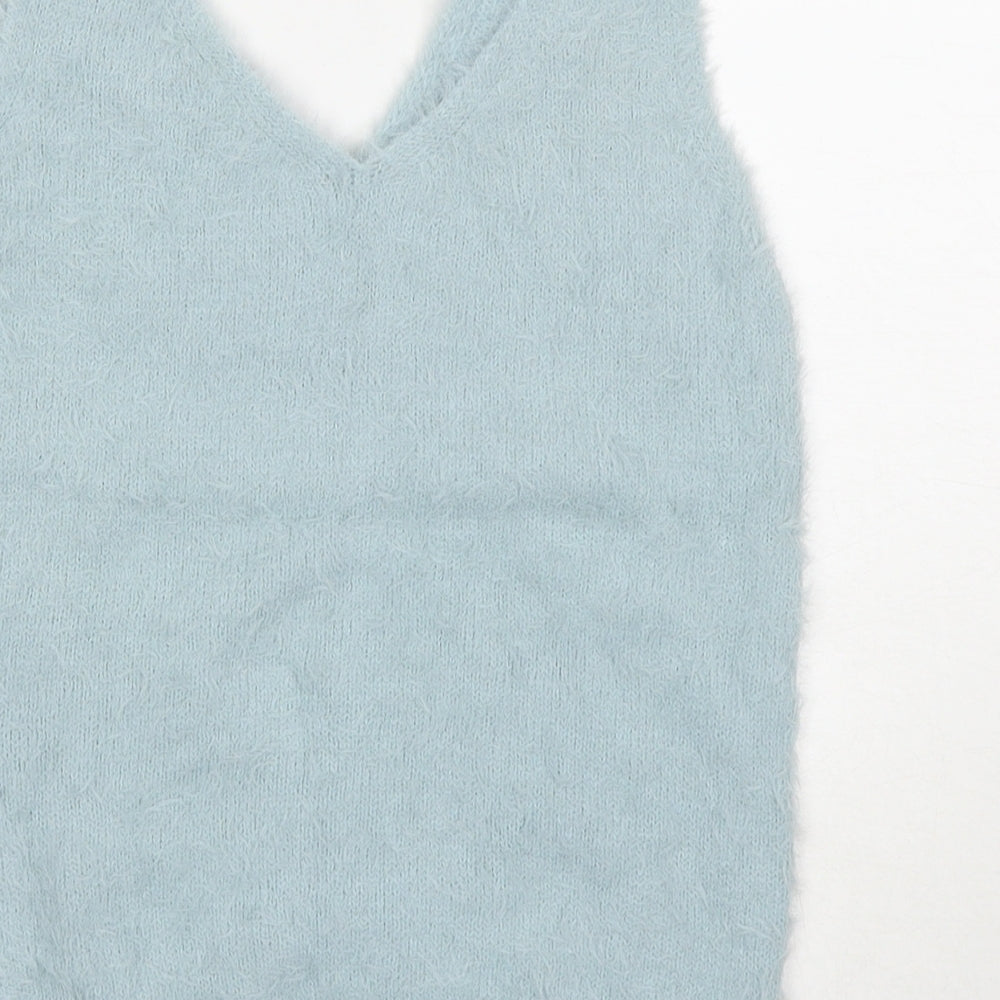 New Look Womens Blue Polyamide Basic Tank Size S Round Neck
