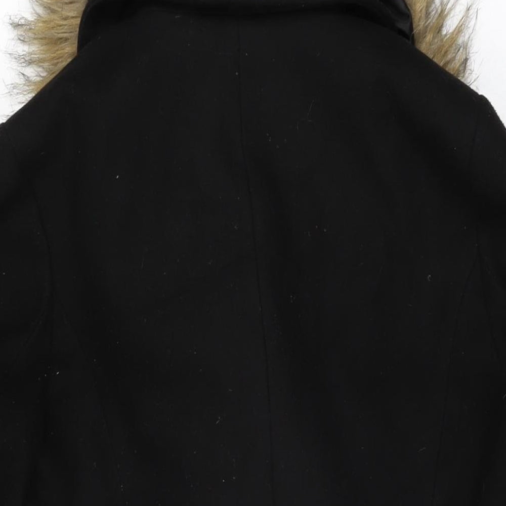 New Look Womens Black Overcoat Coat Size 8 Button