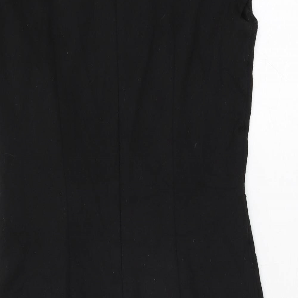 Red Herring Womens Black Polyester Bodycon Size 10 V-Neck Zip