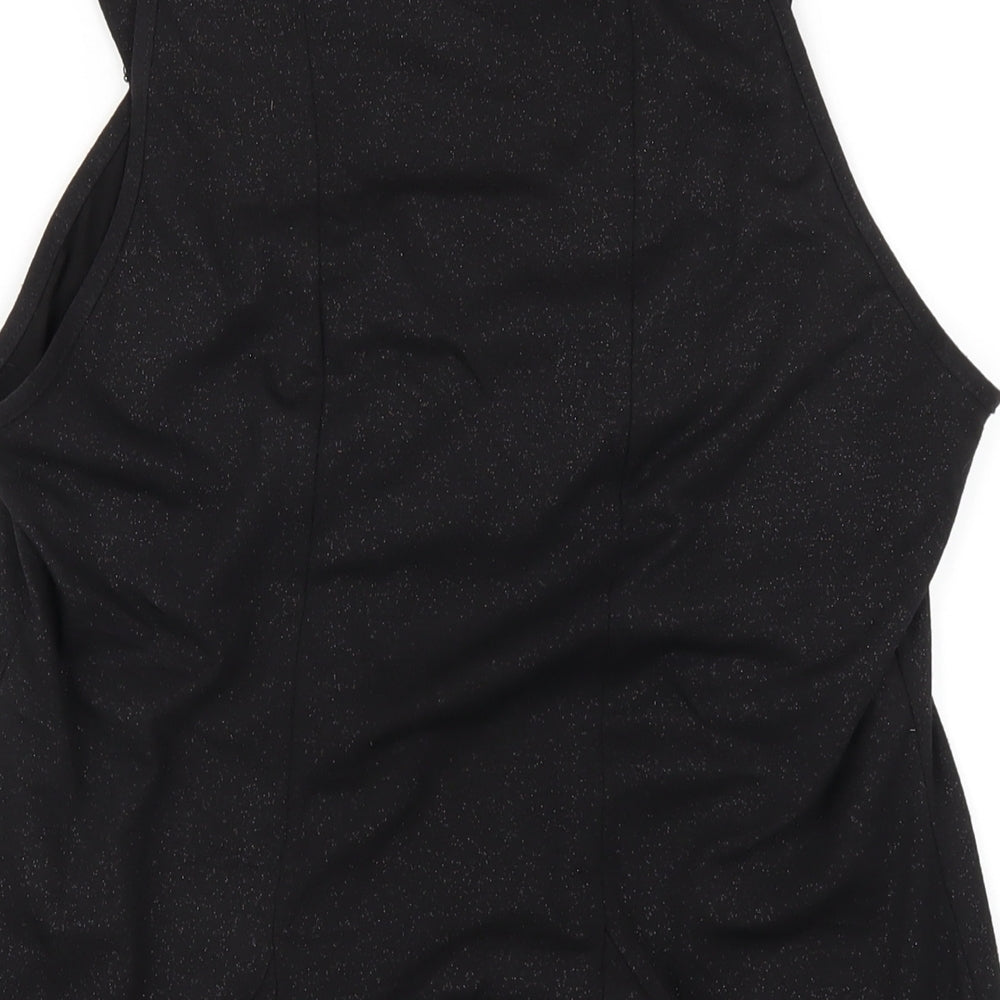 Wallis Womens Black Polyester Basic T-Shirt Size M Round Neck - Beaded Neckline