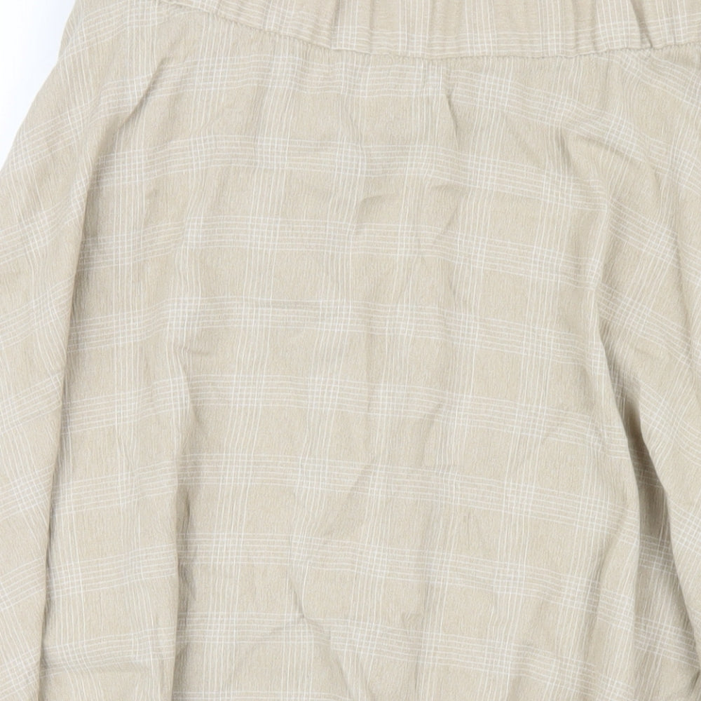 Classics Womens Beige Plaid Polyester A-Line Skirt Size 14 Zip