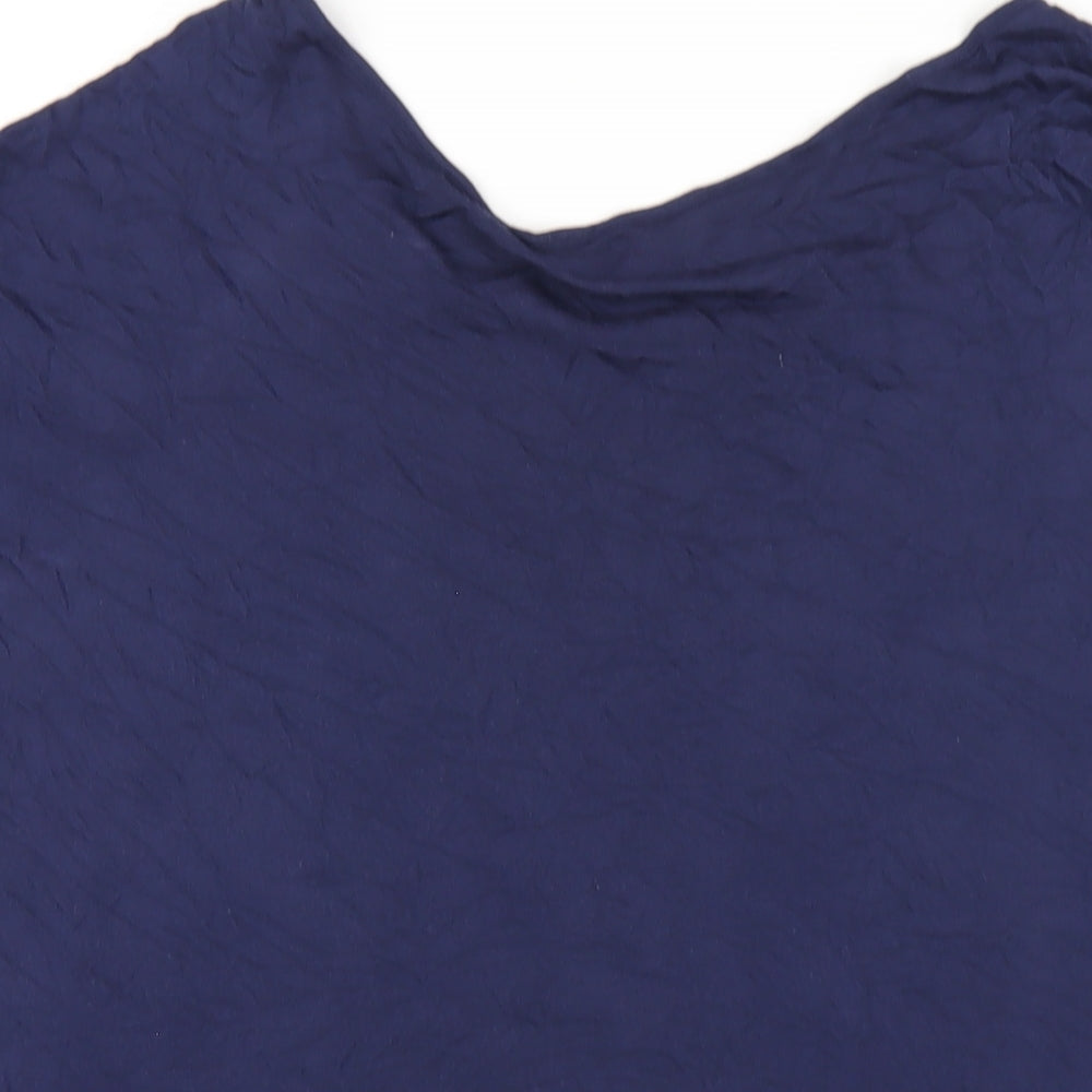 Red Herring Womens Blue Geometric Polyester Basic T-Shirt Size 20 Round Neck