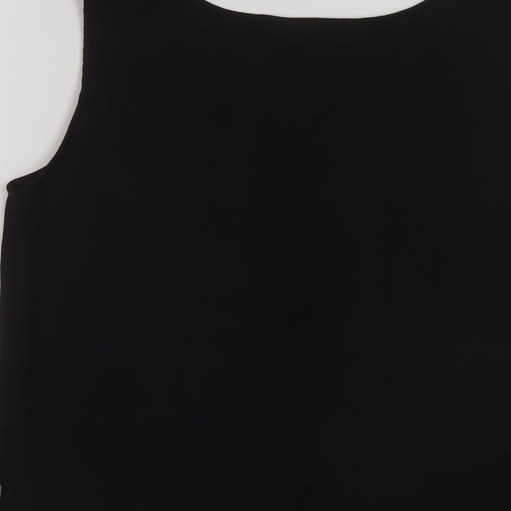 Reflections Womens Black Polyester Basic Tank Size S Round Neck
