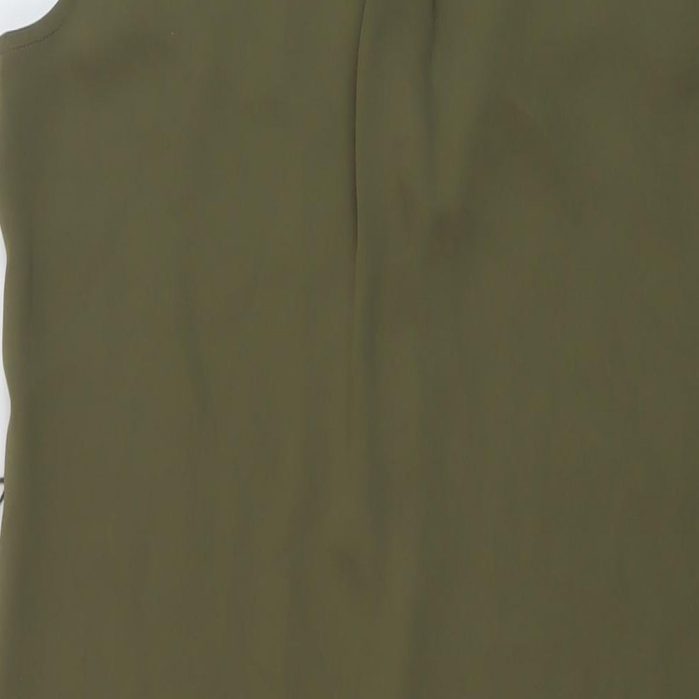 Adrienne Vittadini Womens Green Polyester Shirt Dress Size 10 Collared Button