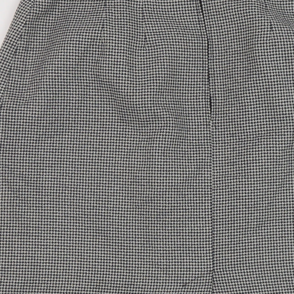 St Michael Womens Black Geometric Polyester A-Line Skirt Size 18 Zip