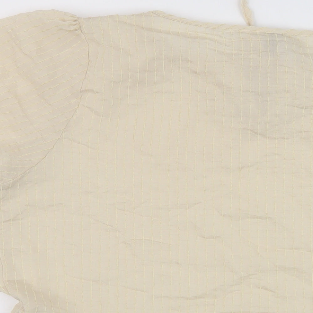 Peppercorn Womens Beige Viscose Basic Blouse Size 12 Round Neck