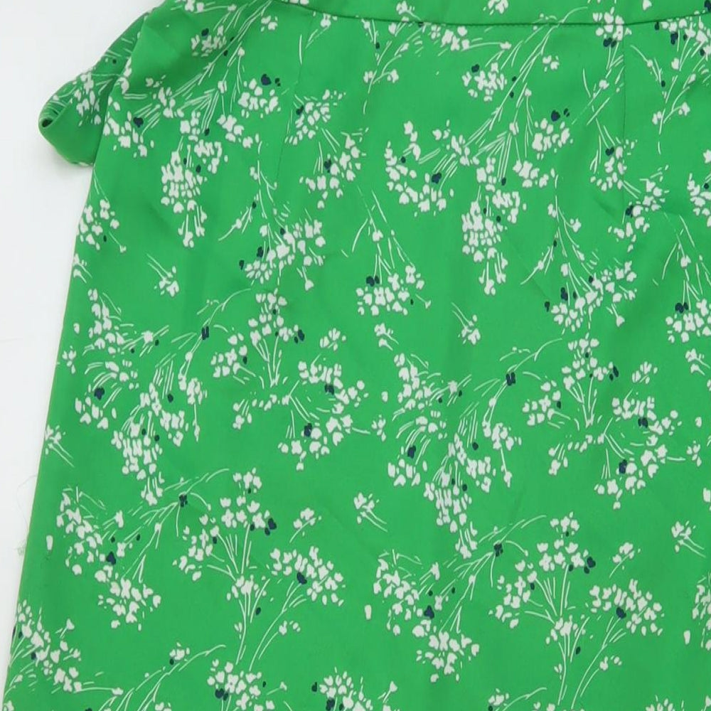 Topshop Womens Green Geometric Polyester Wrap Skirt Size 10 Button