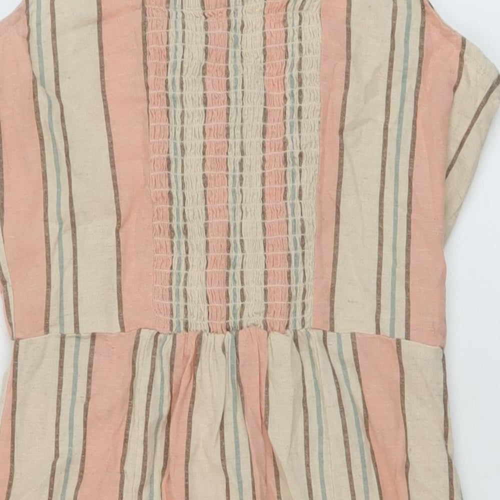 River Island Womens Multicoloured Striped Cotton Mini Size 10 Sweetheart Button