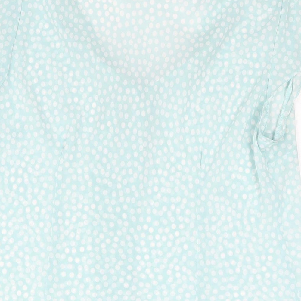 RJR.John Rocha Womens Blue Polka Dot Polyester Basic Blouse Size 18 V-Neck - Tie Detail Semi Sheer