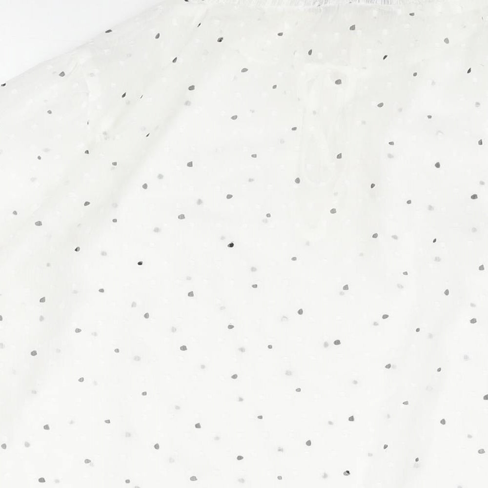 Marks & Spencer Womens White Polka Dot Polyester Basic Blouse Size 12 Mock Neck - Keyhole Neck