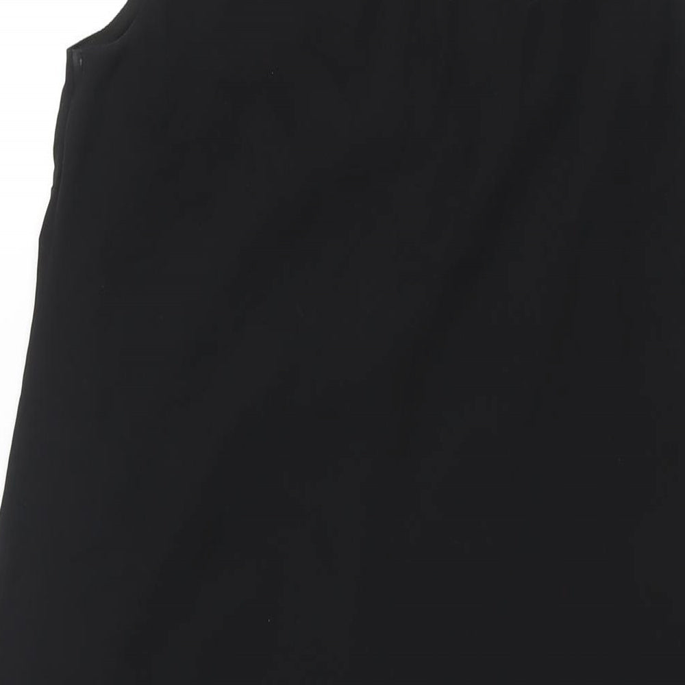 Lipsy Womens Black Polyester Shift Size 8 Round Neck Button - Waterfall Frill