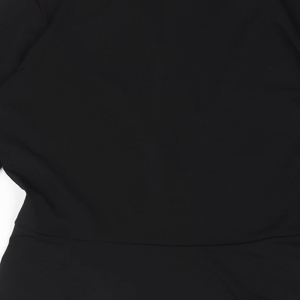 H&M Womens Black Polyester Basic Blouse Size S V-Neck - Peplum