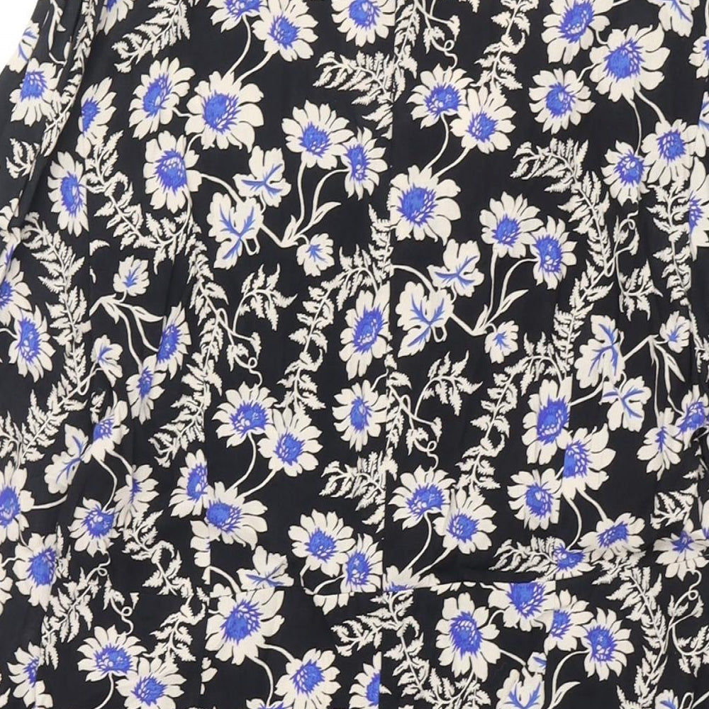 Next Womens Multicoloured Floral Viscose Shift Size 12 V-Neck Zip - Twist Detail