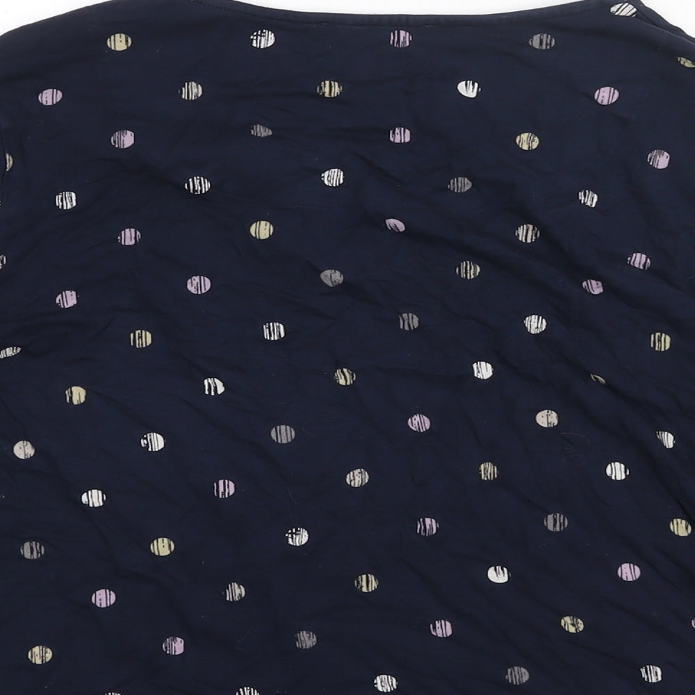 Classics Womens Blue Polka Dot Viscose Basic Blouse Size 14 Round Neck - Twist Detail