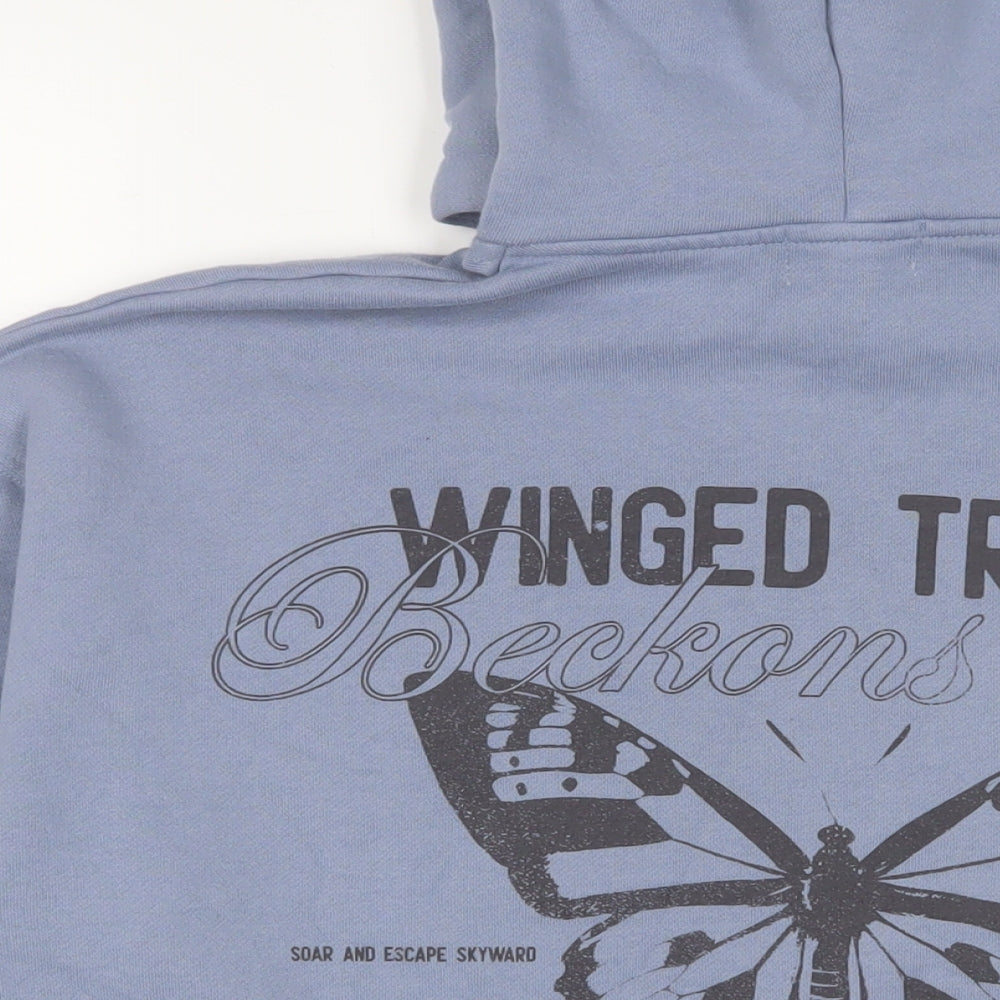 Pull&Bear Womens Blue Cotton Pullover Hoodie Size M Pullover