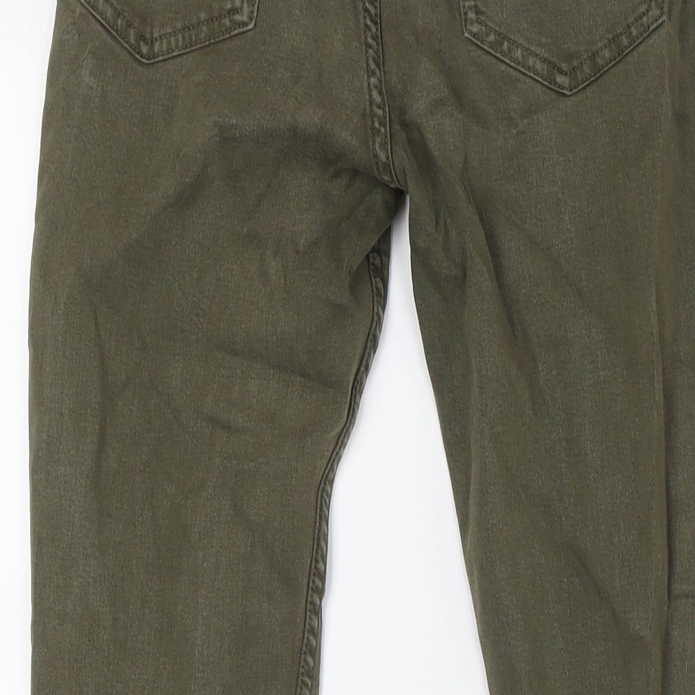 Marks & Spencer Womens Green Cotton Mom Jeans Size 8 L28 in Regular Snap