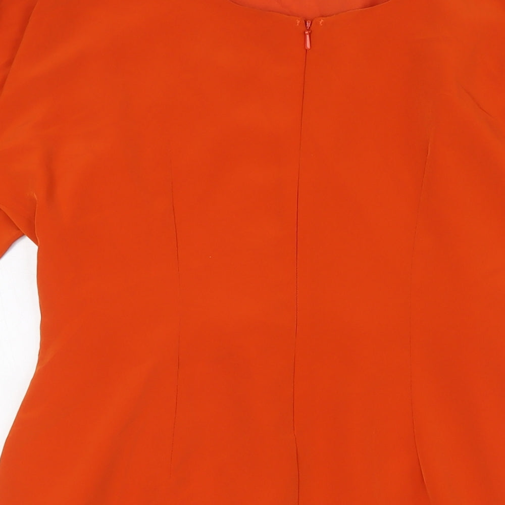 Marks & Spencer Womens Orange Polyester A-Line Size 12 Boat Neck Zip