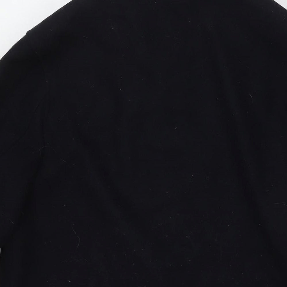 H&M Mens Black Overcoat Coat Size S Zip