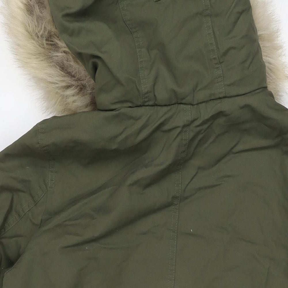 Marks & Spencer Womens Green Parka Jacket Size 8 Zip