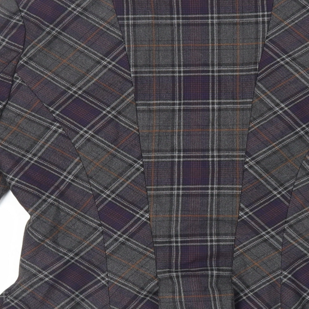 Warehouse Womens Green Plaid Jacket Blazer Size 6 Button