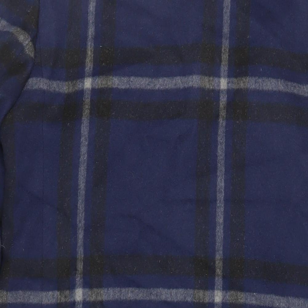Bonmarché Womens Blue Plaid Pea Coat Coat Size 12 Button