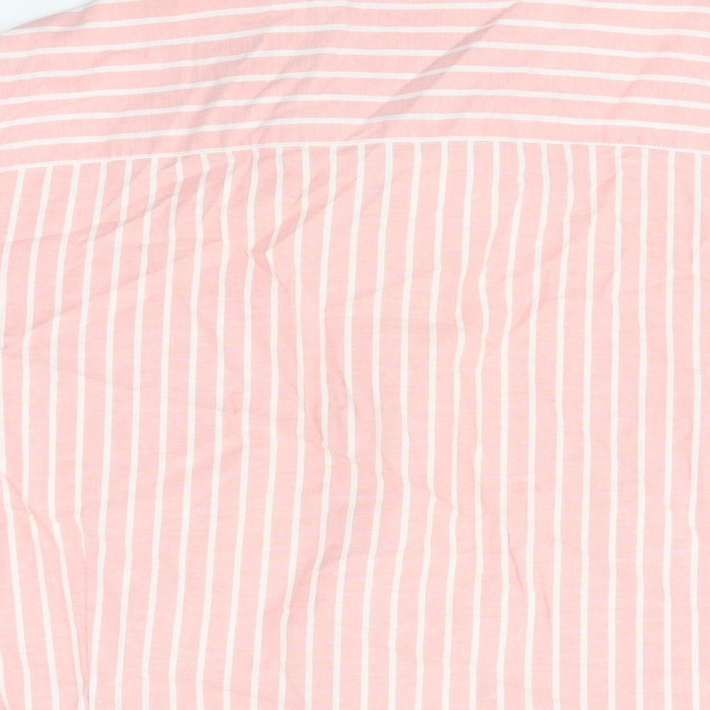 Next Mens Pink Striped Cotton Button-Up Size XL Collared Button
