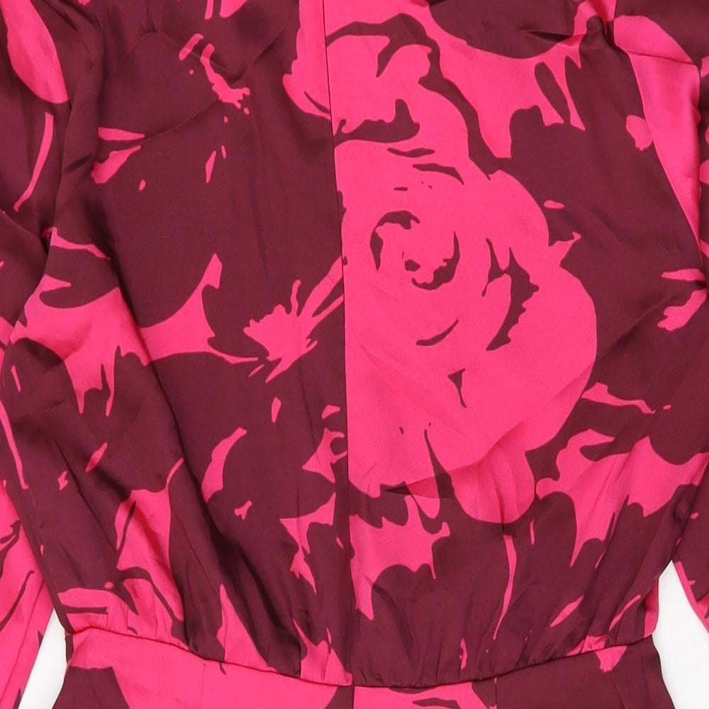 Zara Womens Pink Floral Polyester Mini Size S Round Neck Zip