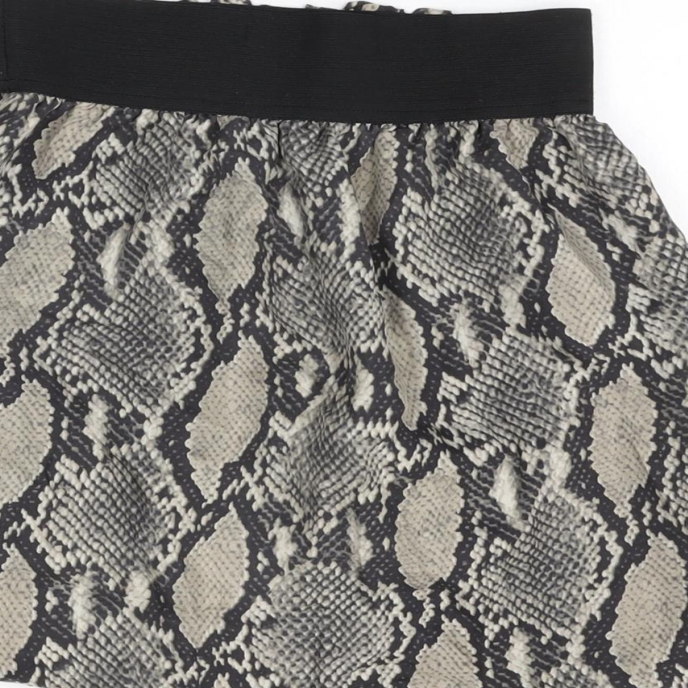 Zara Womens Grey Animal Print Polyester Mini Skirt Size XS