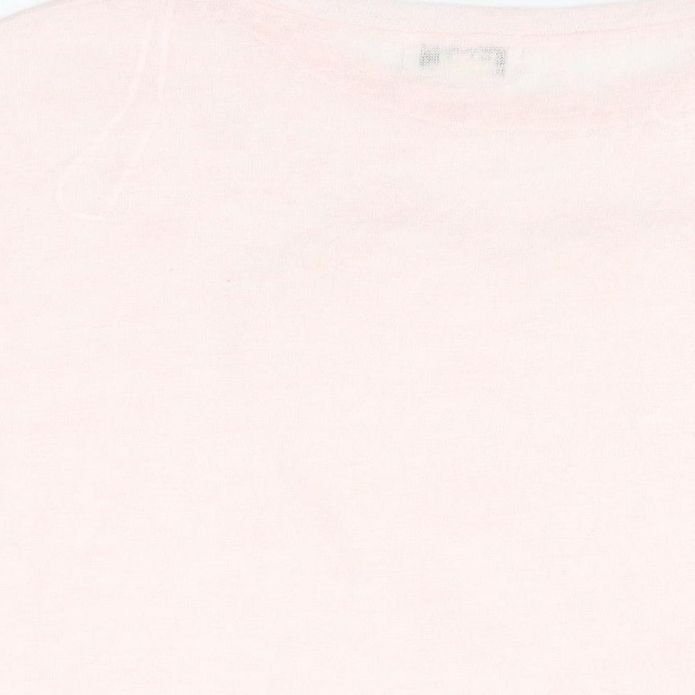 Vouley Vous Womens Pink Polyester Basic T-Shirt Size M Round Neck