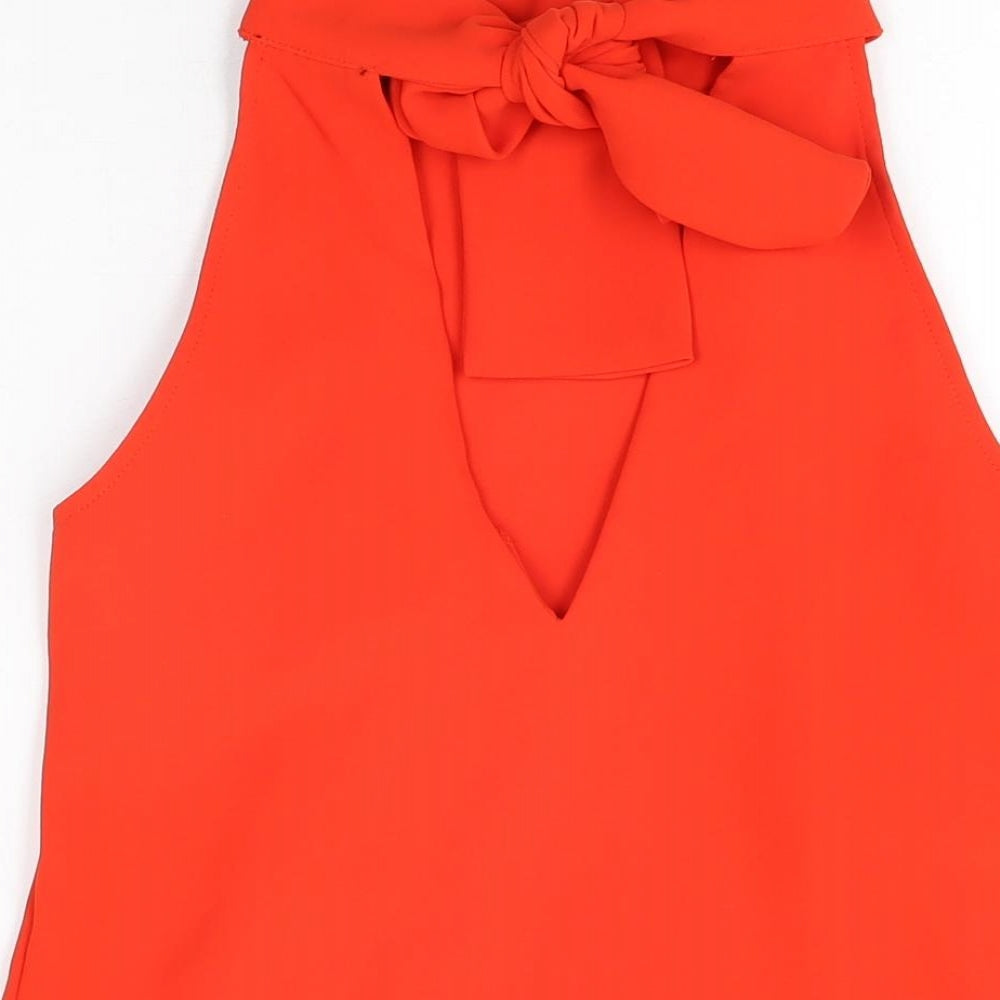 NEXT Womens Red Polyester Basic Blouse Size 8 Round Neck