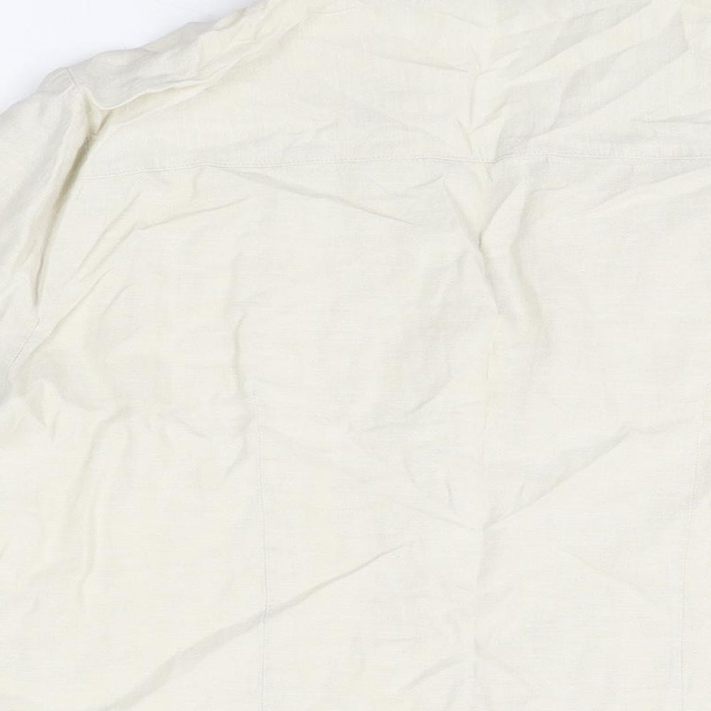 Isle Womens Beige Linen Basic Button-Up Size 18 Collared