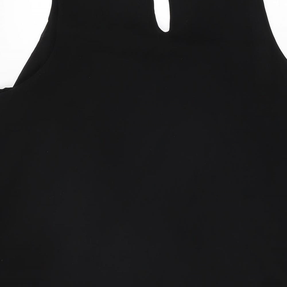 Sabrina Diamanti Womens Black Polyester Shift Size S Round Neck Button
