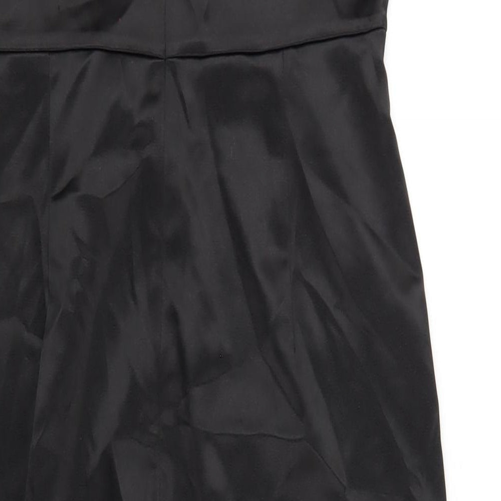 Zara Womens Black Polyester A-Line Size M Square Neck Zip