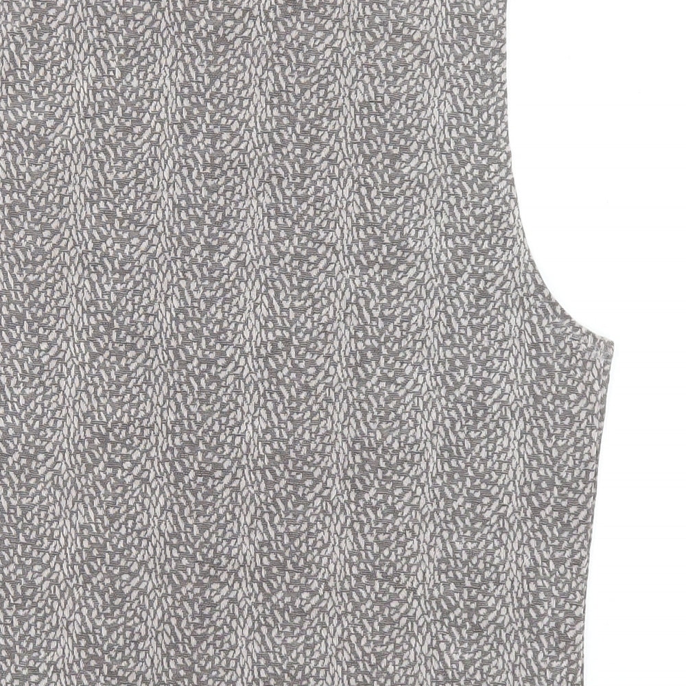 WEEKENDERS Womens Grey Geometric Acetate Basic Tank Size M Mock Neck