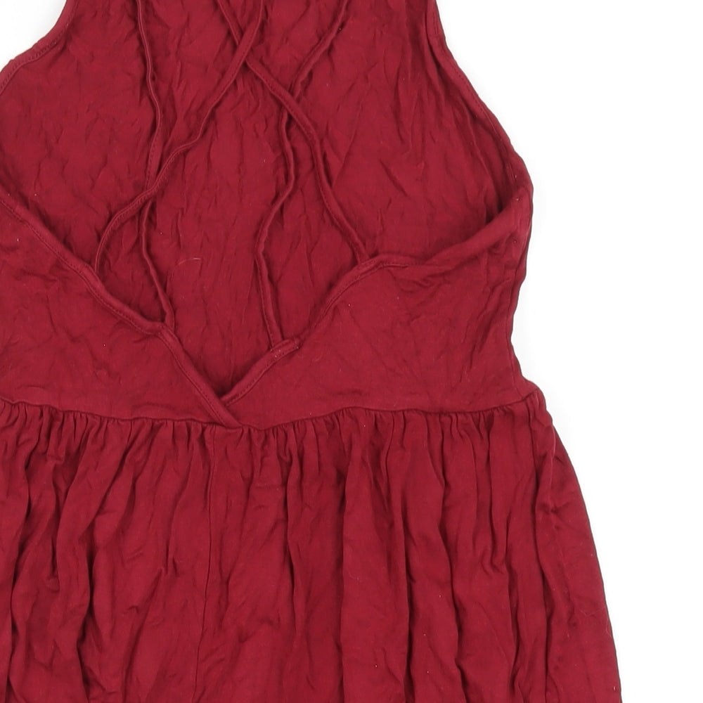 ASOS Womens Red Viscose A-Line Size 8 Square Neck Pullover