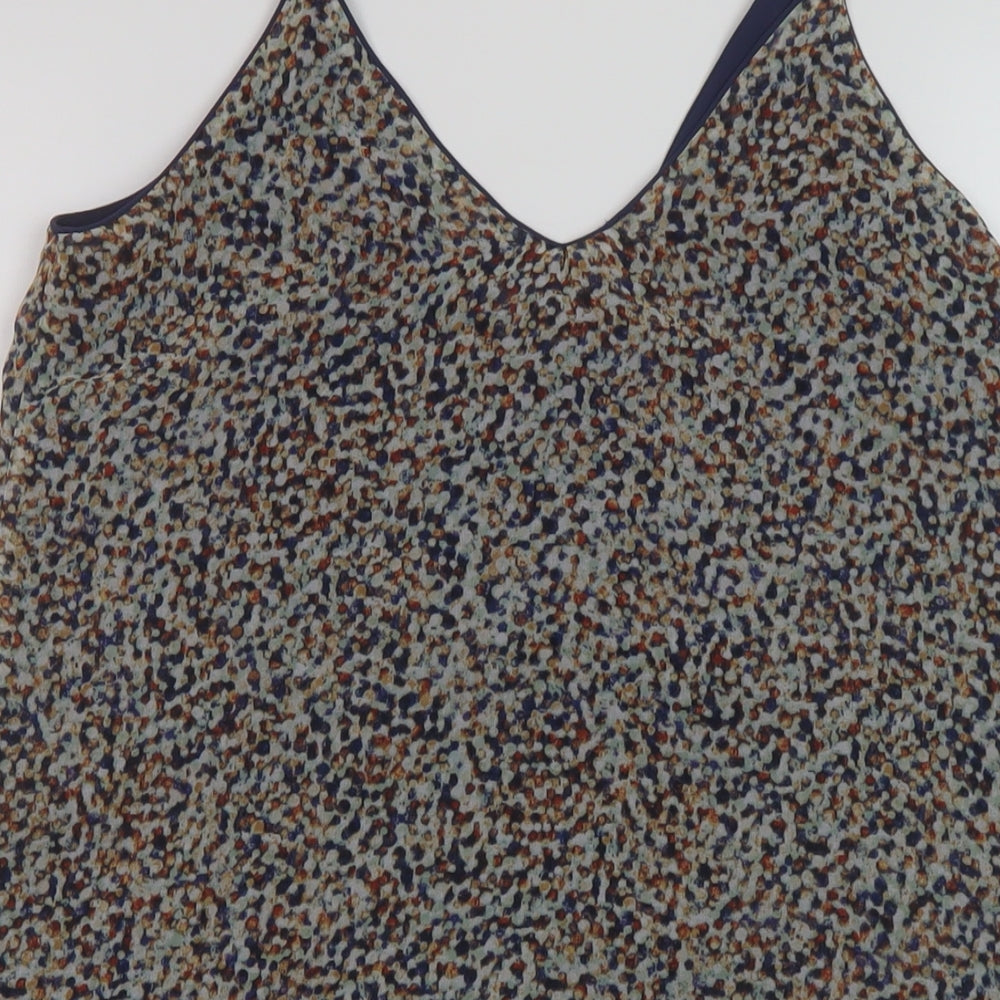 Zara Womens Beige Geometric Polyester Basic Tank Size S V-Neck
