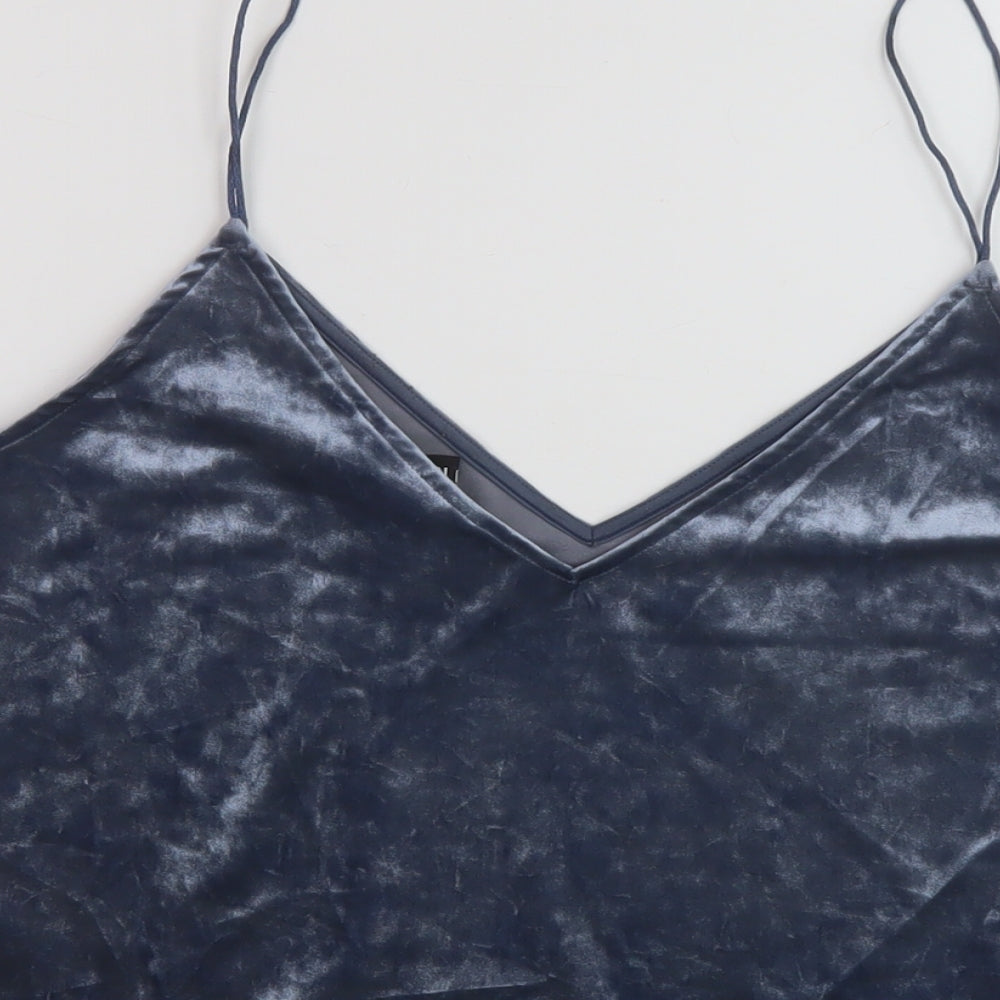 H&M Womens Blue Polyester Basic Tank Size M V-Neck