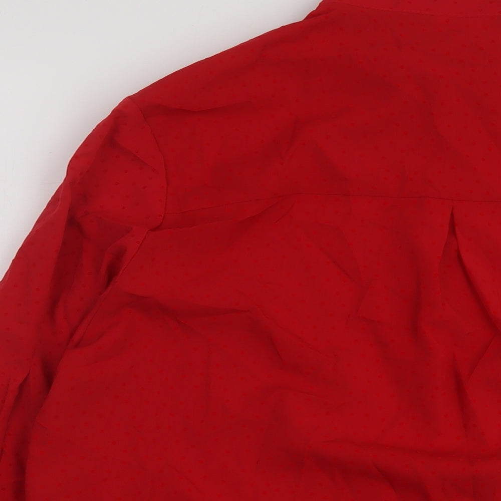 Beloved Womens Red Polyester Basic Button-Up Size 8 Collared